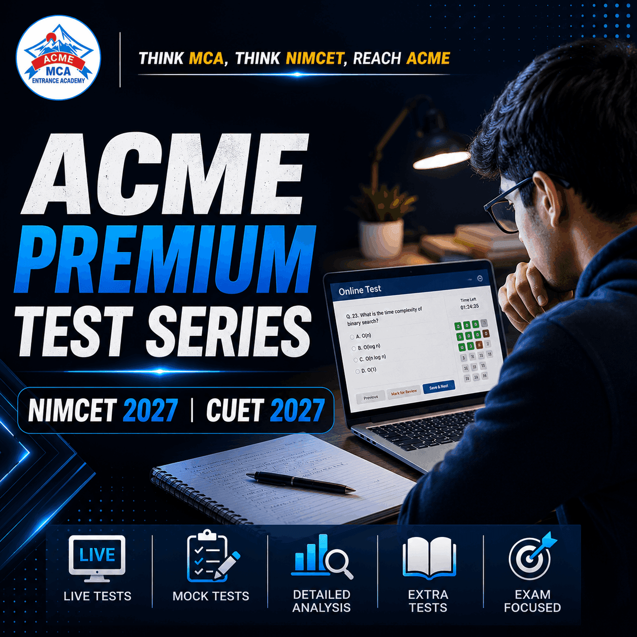 Online MCA entrance course: ACME Premium Test Series (Session-2027) NIMCET | CUET | MAH-CET 2027 – ACME Academy