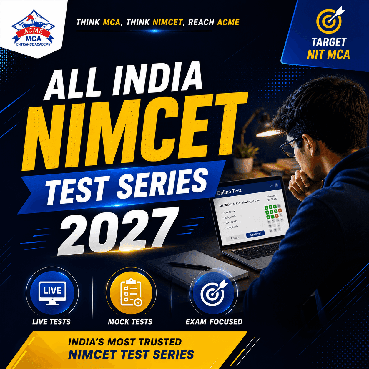 Online MCA entrance course: All India NIMCET TEST SERIES 2027 – ACME Academy